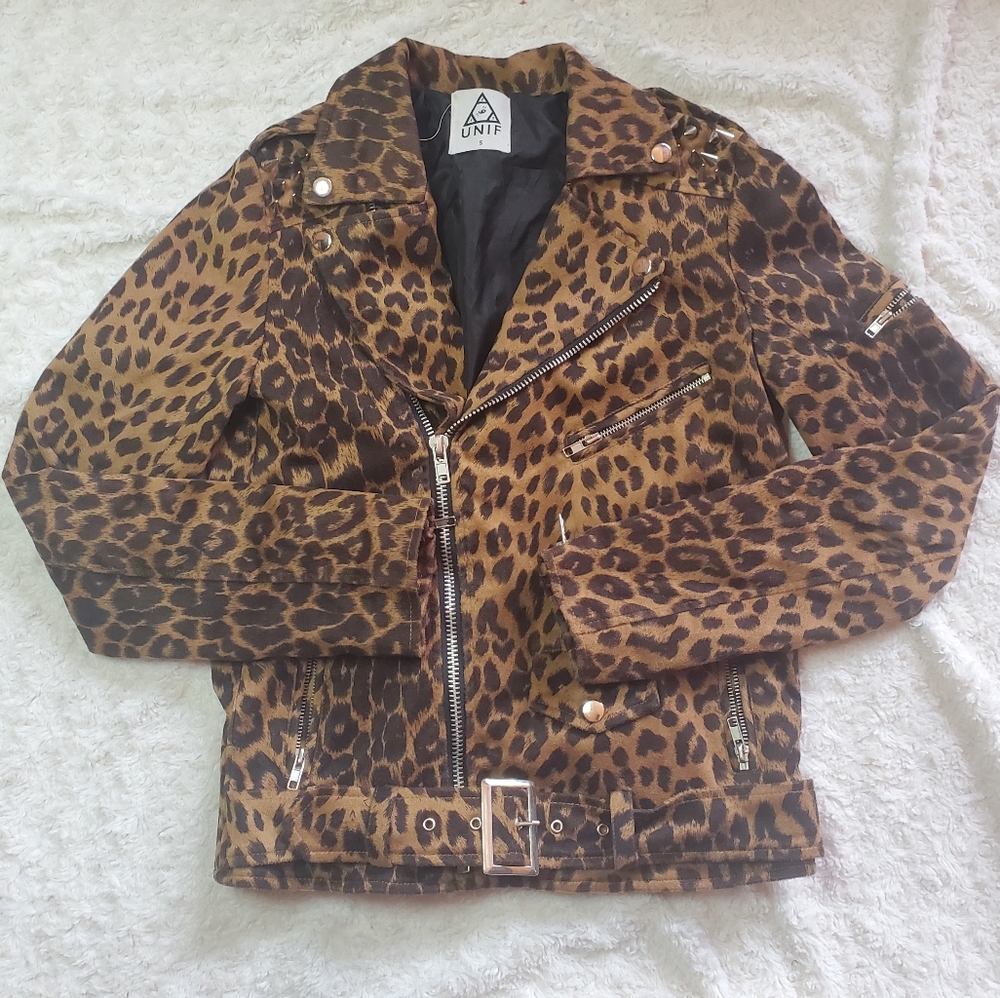 UNIF Leopard Print Motorcycle Jacket